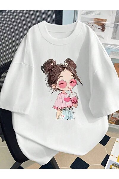 CLASSY.MODA Oversized White Unisex T-Shirt Printed Relaxed Fit Casual Stylish...