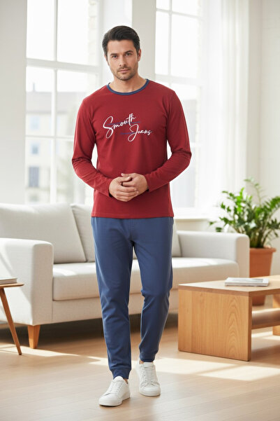 Star Fashion Men's pajamas 100% Cotton, long-sleeved blouse and long pants