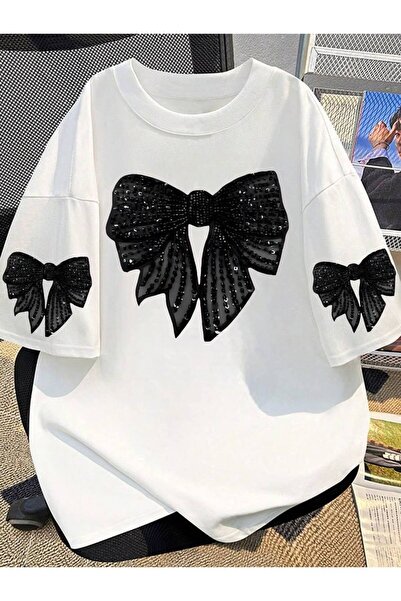 CLASSY.MODA Υπερμεγέθη λευκό μπλουζάκι unisex με στάμπα, άνετη εφαρμογή, καθη...