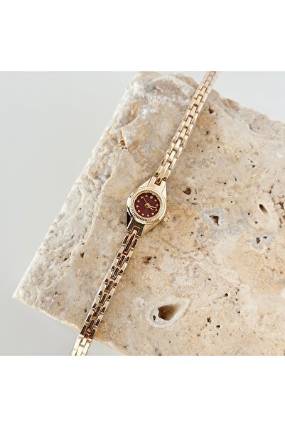 Vesce Atelier Kiera Gold Saat Bordo