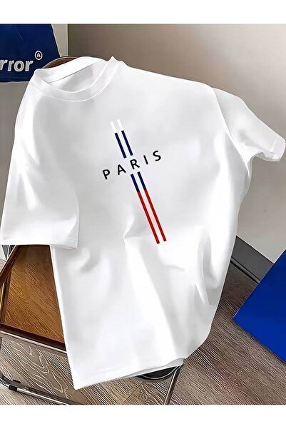 CLASSY.MODA Υπερμεγέθη λευκό μπλουζάκι unisex με στάμπα, άνετη εφαρμογή, καθη...