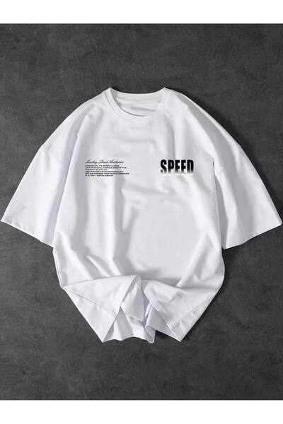 CLASSY.MODA Υπερμεγέθη λευκό μπλουζάκι unisex με στάμπα, άνετη εφαρμογή, καθη...