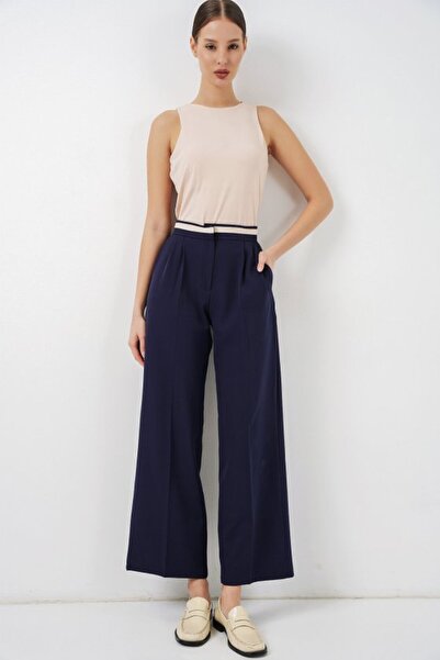 COjans Wide Leg Fabric Trousers 30088 - Navy Blue