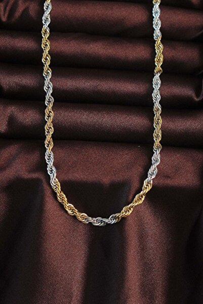 Inure Jewelry قلادة بتصميم تويست مزدوج اللون من الفولاذ المقاوم للصدأ 316L