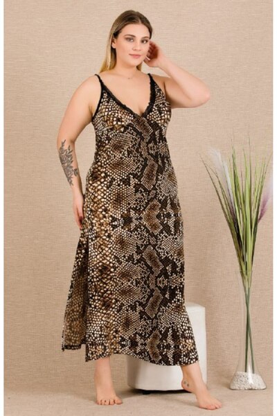 by İGP Cămașă de noapte cu model de șarpe și șliț, mărime mare