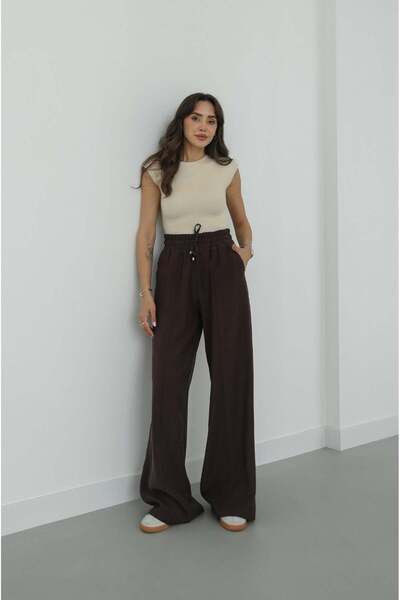 Havoş Brown Dawn Elastic Waist Pocketed Pants
