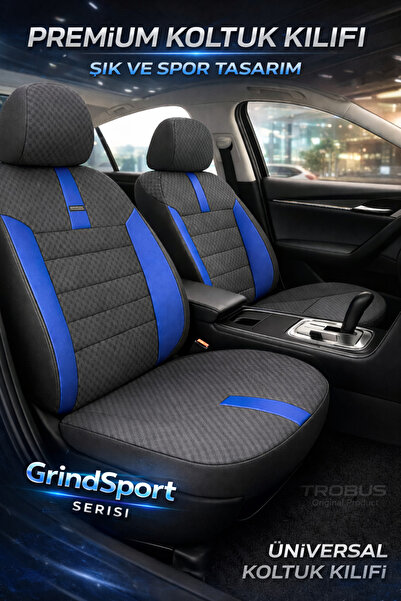 TROBUS مجموعة أغطية مقاعد السيارات من يونيفرسال فيرا جريبسبورت جلد - أسود أزرق