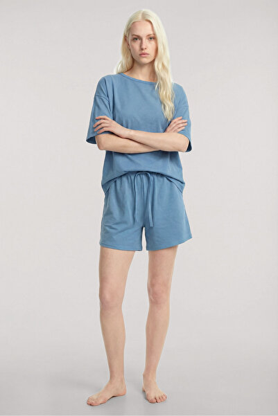 Akbeniz Σετ πιτζάμες με κοντομάνικο σορτς μπλε