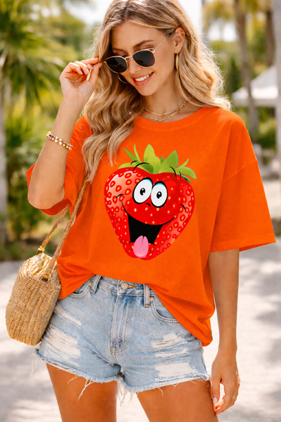 ArtYus تي شيرت كارتريج فروت مطبوع للجنسين كبير الحجم - تي شيرت كاجوال بتصميم ...