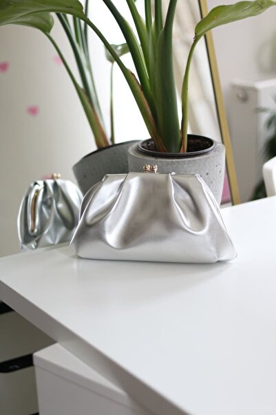 Moom Bag Women's Silver Scholarship Pleated Chain Shoulder Bag