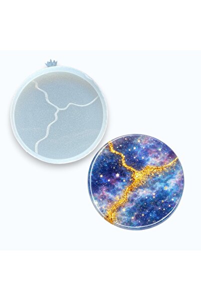 epoksi kalıp cank Kintsugi Patterned Round Epoxy Coaster Mold – Silicone Mold...