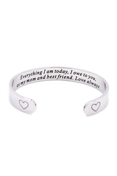 LParkin Solid stainless steel bracelet with the inscription. Gift for mom