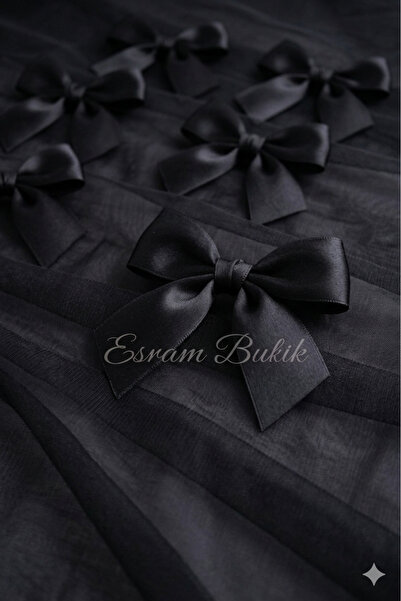 Esram Butik شريط ساتان أسود بطول 2 سم، لتزيين صندوق الهدايا، زينة عيد الميلاد...