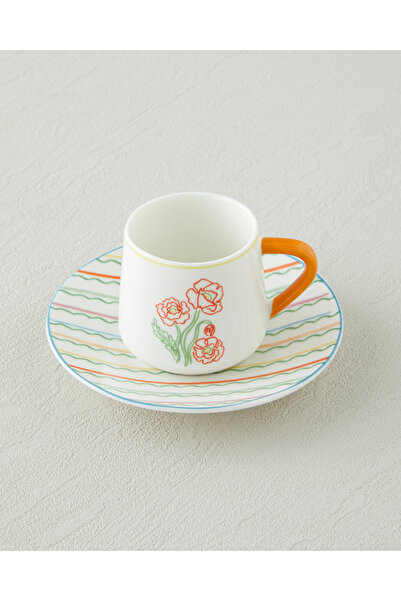 English Home Lyanna New Bone China 4 Parça 2 Kişilik Kahve Fincan Takımı 90 ml Renkli