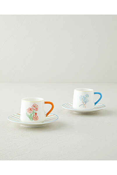 English Home Lyanna New Bone China 4 Parça 2 Kişilik Kahve Fincan Takımı 90 ml Renkli