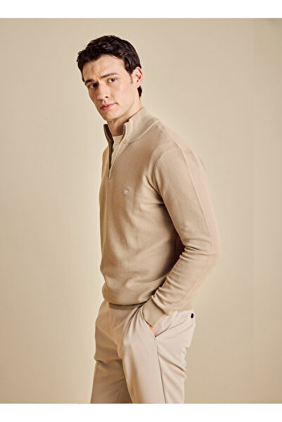 BROOKS BROTHERS Bej Erkek Standart Triko Kazak BBSS26MKL024