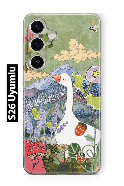 FLAMENKO Samsung Galaxy S26 Compatible Goose and Nature Illustration D Patter...