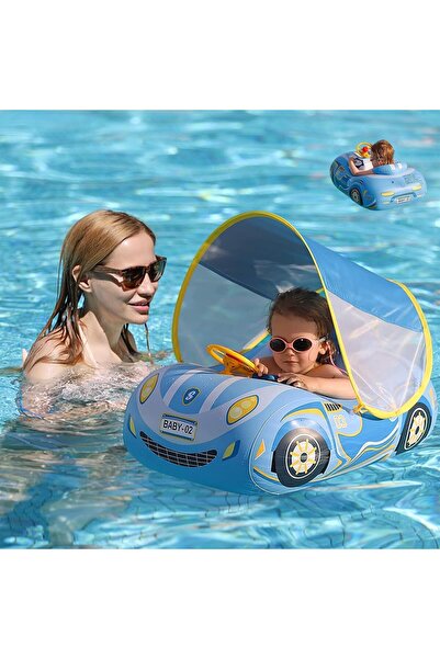 Arabest عوامة حمام سباحة للأطفال مع مظلة، مقعد عوامة حمام سباحة قابل للنفخ ثل...