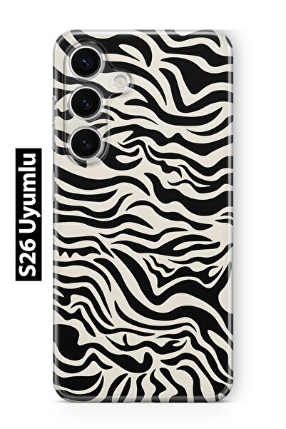 FLAMENKO حافظة هاتف زيرا منقوش شفافة متوافقة مع سامسونج جالاكسي S26