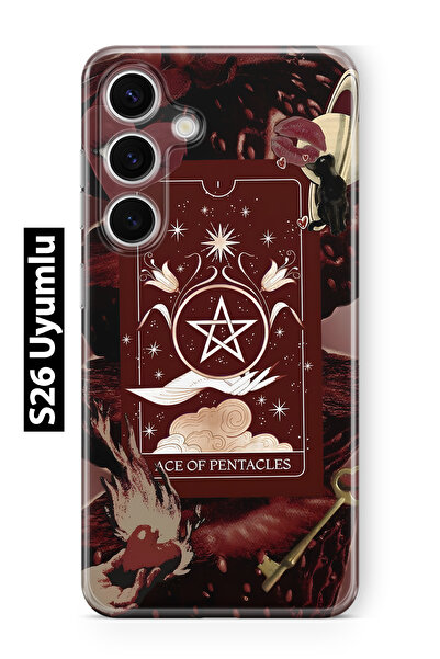 FLAMENKO Samsung Galaxy S26 Compatible Tarot Card Pattern Transparent Phone Case
