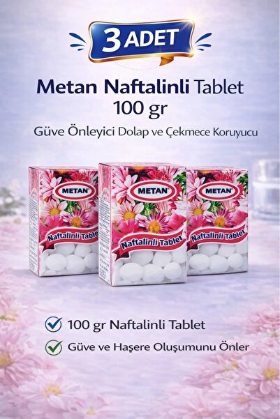 Ermiya 3 Adet Metan Naftalinli Tablet 100 Gr Güve Önleyici Dolap Ve Çekmece K...