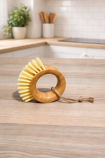 Rodiya Home Bamboo Ring Strappy Dish and Vegetable Cleaning Brush