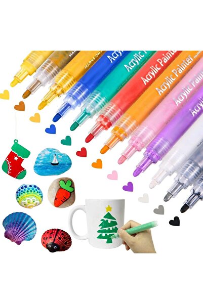 Arabest Acrylic Paint Marker Set, 18-Color Permanent Art Markers for Drawing,...