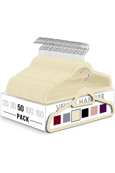 Arabest عبوة من 50 علاقة ملابس مخمل مانع للانزلاق ، موفرة للمساحة، خطافات دوا...