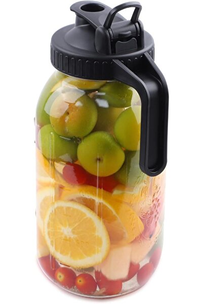 Arabest 64 oz Glass Mouth Bottle with Pour Spout Cap and Handle,for Iced Tea,...