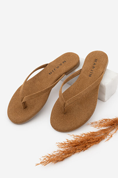 Marjin Papuci de damă cu bretele subțiri, cu vârf rotund, casual, din piele i...