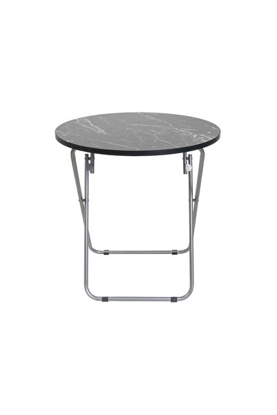 FOXMAG24 Masă rotundă pliabilă cu blat din MDF, dimensiuni 60x65cm, neagră