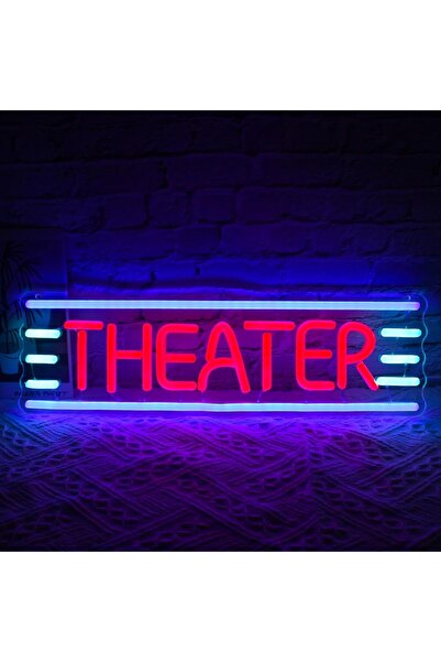 Slasa Theater Neon Sign LED Light with 6mm Acrylic Base, 20x40cm Room Decor
