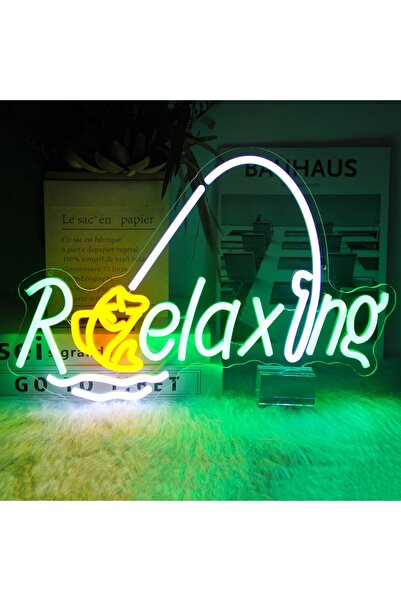 Slasa Fishing Neon Sign LED Light with 6mm Acrylic Base, 28x42cm Relax Theme ...