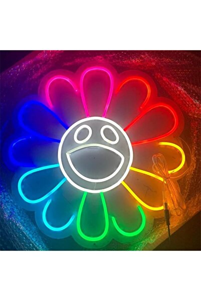 Slasa Sunflower Neon Sign LED Light with 6mm Acrylic Base, 50x50cm Floral Wal...