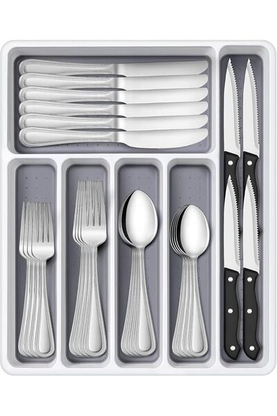 Arabest 6-Slot Silverware Drawer Organizer, Premium Plastic Cutlery Tray for ...