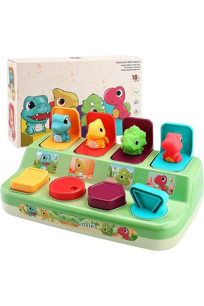 Arabest Pop Up Animals Toy for Toddlers 9-18 Months, Dinosaur Cause and Effec...