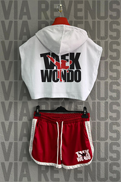 Vordevia Taekwondo Printed 100% Cotton Hooded Zero Sleeve Cropped and Special...