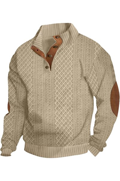 casme Mens Outdoor Stand Collar Pullover Sweater