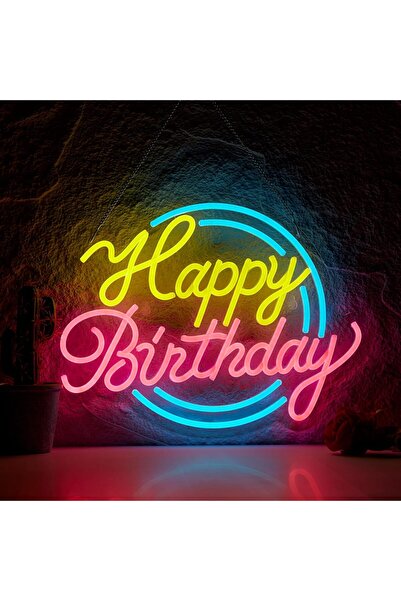 Slasa Happy Birthday Neon Sign LED Light with 6mm Acrylic Base, 39x41cm Party...