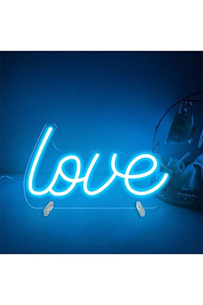 Slasa Love Neon Sign LED Light with 6mm Acrylic Base, 20x35cm Blue Romantic D...