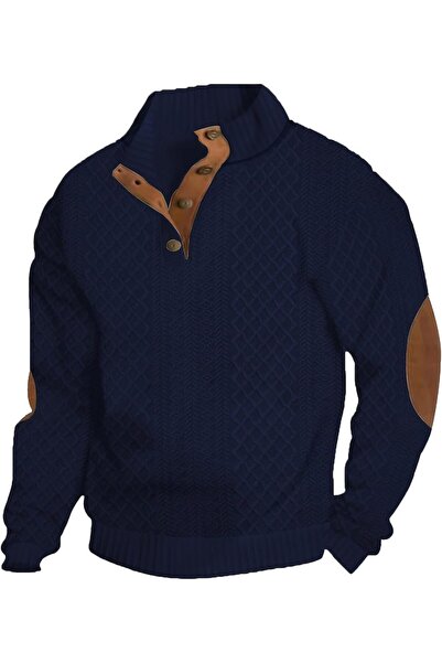 casme Mens Outdoor Stand Collar Pullover Sweater Casual Long Sleeve