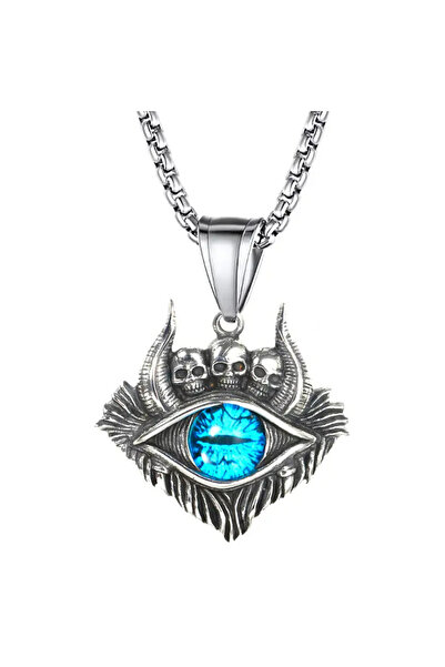 EFAYN.RO Demon world chain, with evil eye pendant with skeleton head details,...