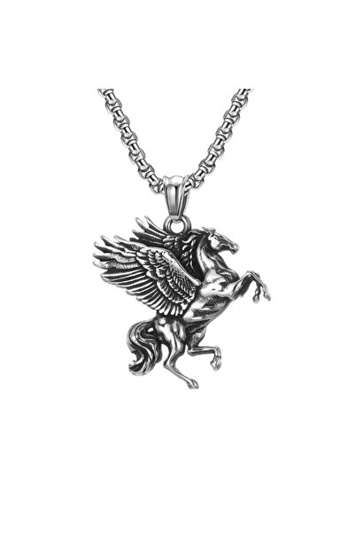 EFAYN.RO Lant cu pandantiv pegasus, unisex, argintiu, EFAYN
