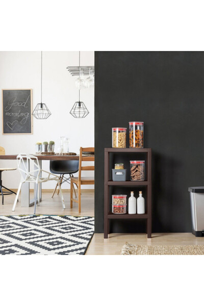 Artenova Raft modular organizator cu 3 etajere, aspect de lemn stratificat, maro