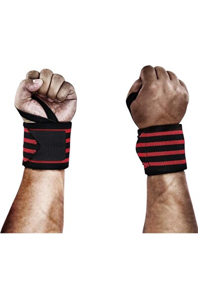 Other أربطة معصم لرفع الأثقال باللونين الأحمر والأسود - دعم تدريب الصالة الري...