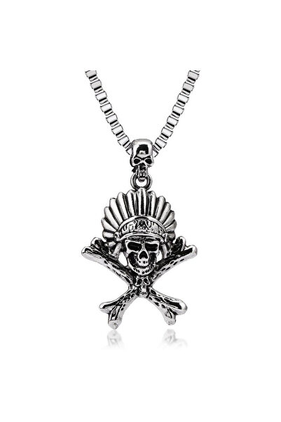 EFAYN.RO Lant model american skull and bones, cu pandantiv schelet de indian,...