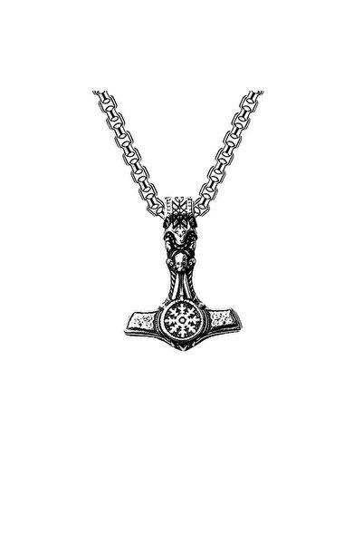 EFAYN.RO Lant unisex, pandantiv nordic, model topor viking, tematica Thor’s h...