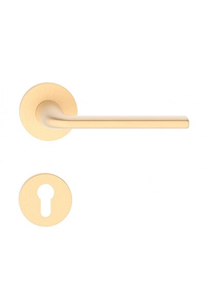 THG Mâner de ușă Bella R auriu satinat cu rozetă pentru încuietoare