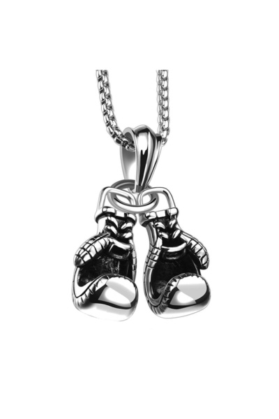 EFAYN.RO Lant cu pandantiv manusi de box, argintiu, reglabil, EFAYN