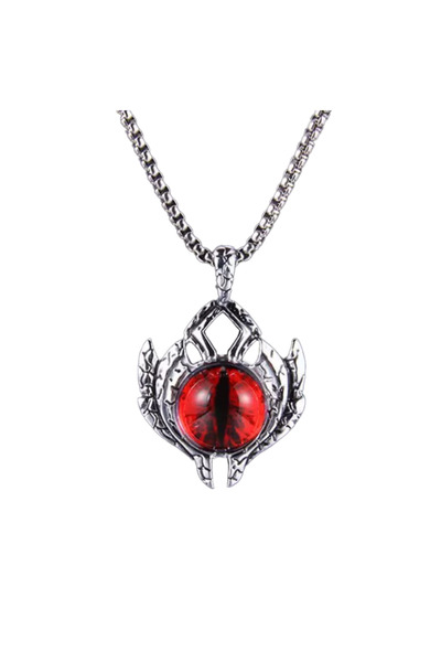 EFAYN.RO Lant cu pandantiv ochi de dragon, unisex, cristal rosu, EFAYN